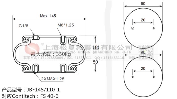 JBF145/110-1橡膠<a href='http://www.gznchina.com/' target='_blank'><u>空氣彈簧</u></a>