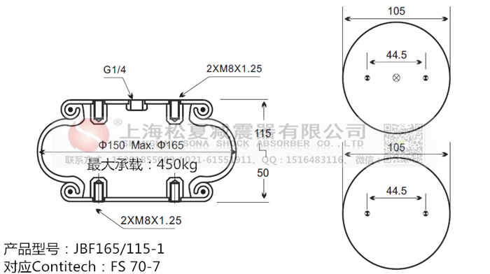 JBF165/115-1橡膠<a href='http://www.gznchina.com/' target='_blank'><u>空氣彈簧</u></a>