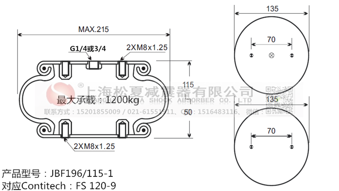 JBF196/115-1橡膠<a href='http://www.gznchina.com/' target='_blank'><u>空氣彈簧</u></a>