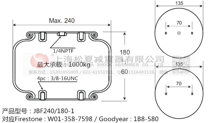 JBF240-180-1橡膠<a href='http://www.gznchina.com/' target='_blank'><u>空氣彈簧</u></a>