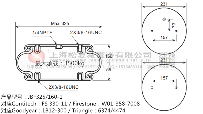 JBF325/160-1橡膠<a href='http://www.gznchina.com/' target='_blank'><u>空氣彈簧</u></a>