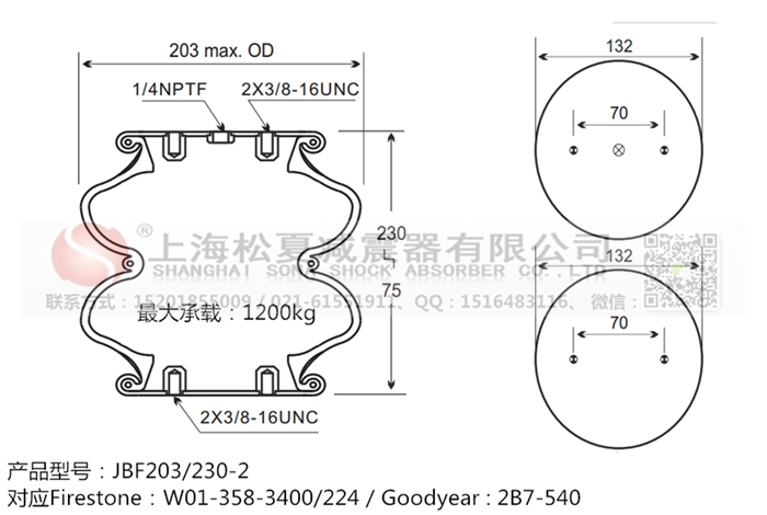 JBF203/230-2橡膠<a href='http://www.gznchina.com/' target='_blank'><u>空氣彈簧</u></a>