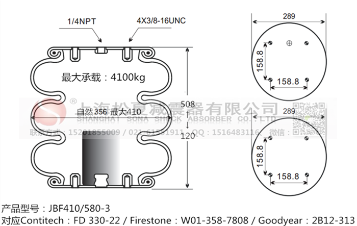 JBF410/580-3橡膠<a href='http://www.gznchina.com/' target='_blank'><u>空氣彈簧</u></a>